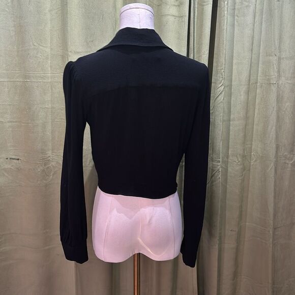 Reformation Elegant Black Tie-Front top, S - Picture 6 of 7
